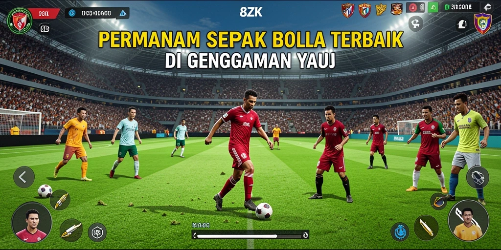 Tampilan gameplay 8ZK yang menegangkan dalam pertandingan sepak bola.