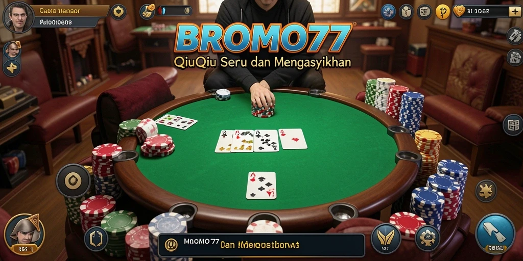 Screenshot BROMO77 menampilkan aksi seru permainan QiuQiu.