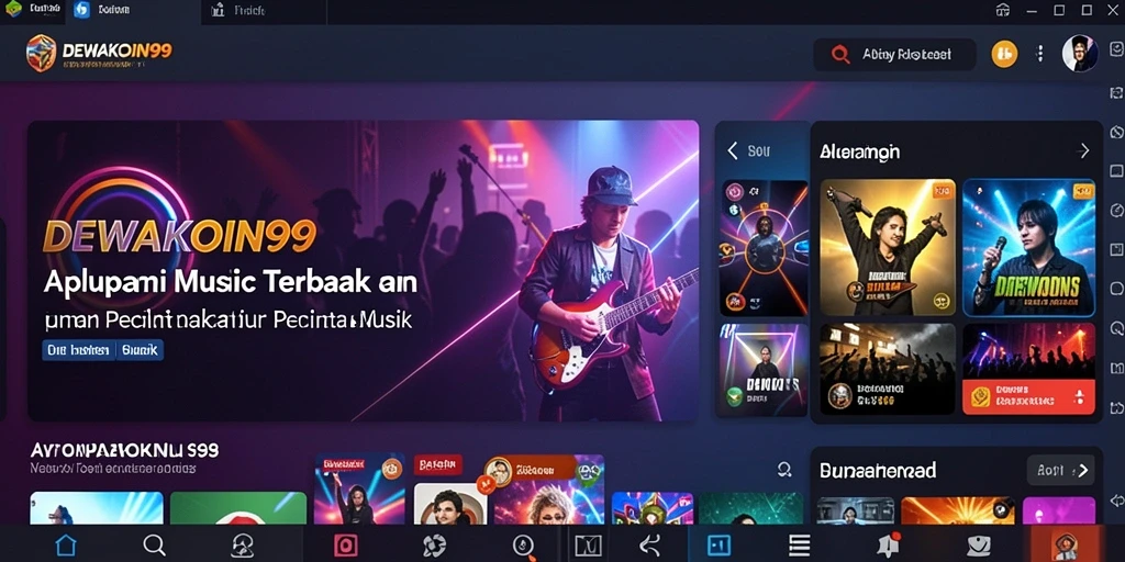 Screenshot utama DEWAKOIN99 menampilkan antarmuka pengguna saat mendengarkan musik.