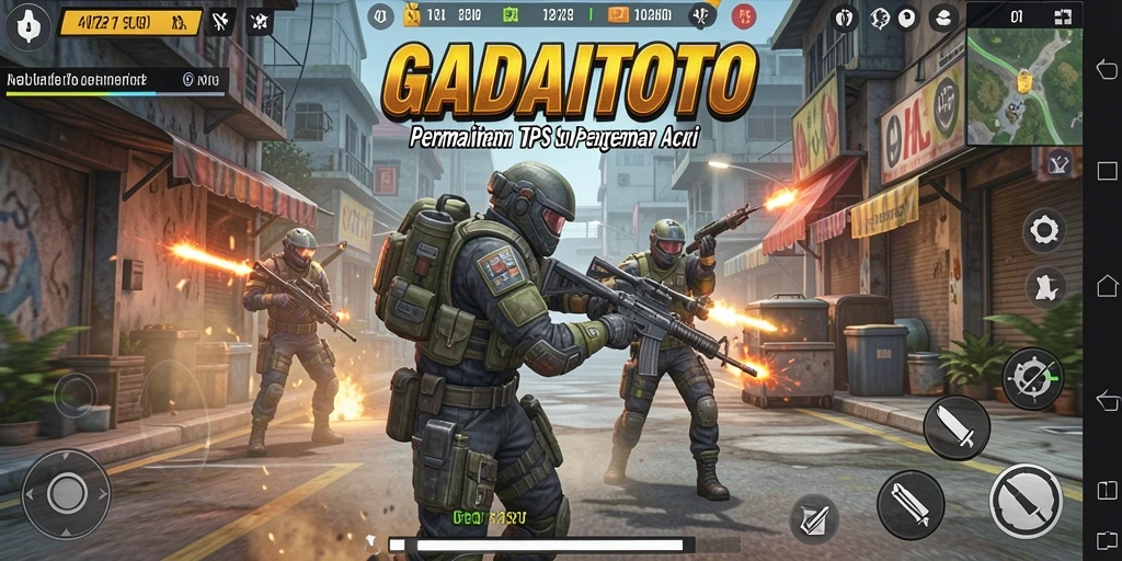 Screenshot gameplay seru GADAITOTO dengan aksi tembak-menembak.