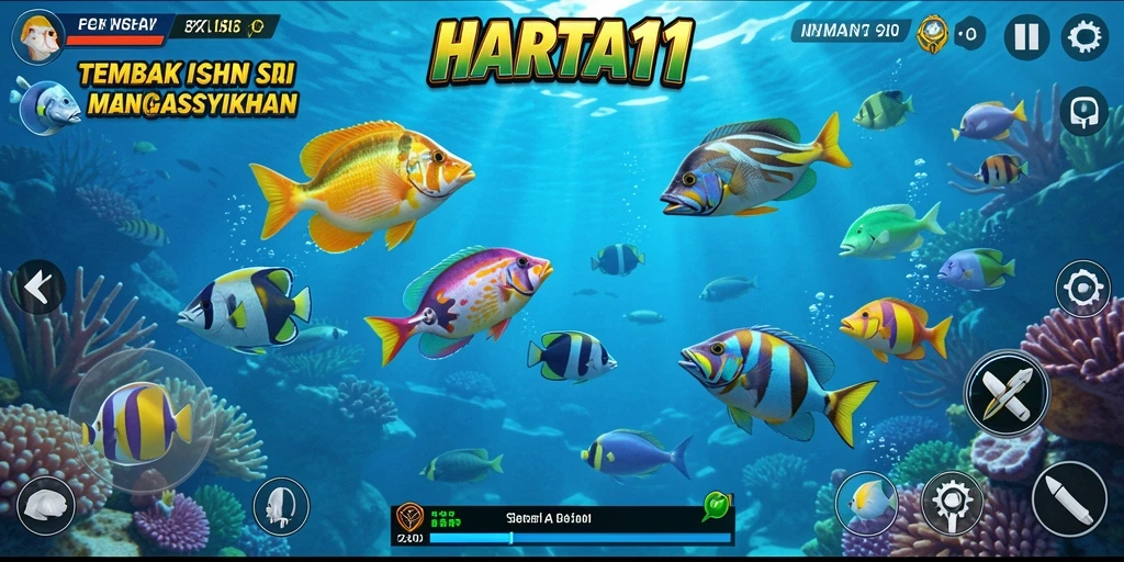 Gameplay HARTA11 yang menarik saat menembak ikan di bawah laut.