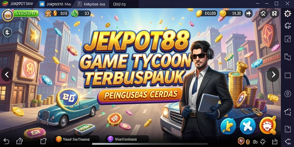Tampilan gameplay JEKPOT88 yang menampilkan aksi bisnis yang seru.