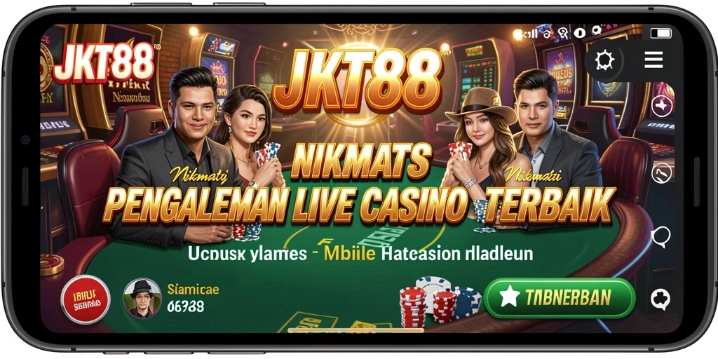 Screenshot JKT88 menampilkan dealer langsung dalam permainan kasino.
