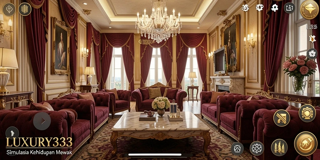 Screenshot utama LUXURY333 menampilkan gameplay kehidupan mewah yang menarik.