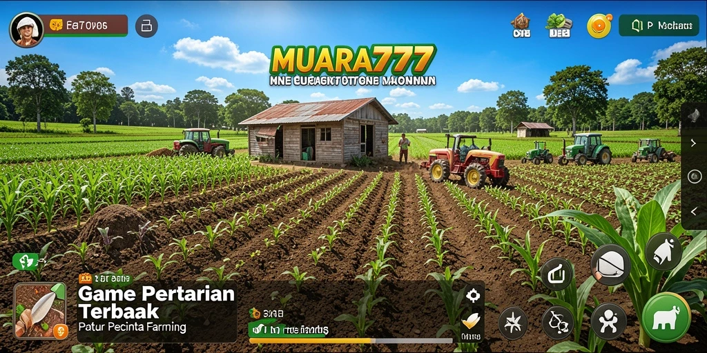 Tangkapan layar utama MUARA777 menampilkan gameplay seru bertani.