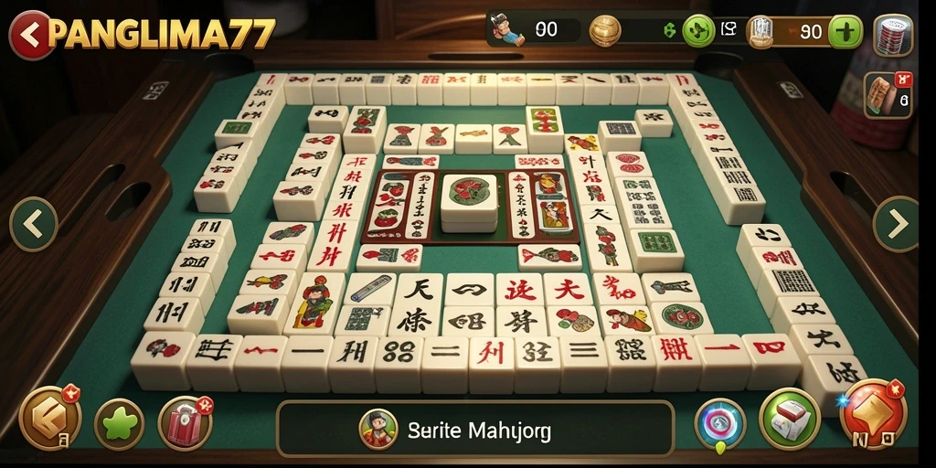 Screenshot gameplay PANGLIMA77 menampilkan aksi permainan Mahjong yang seru.