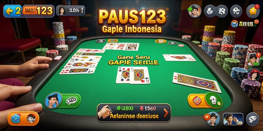 Screenshot utama PAUS123 menampilkan gameplay Gaple yang seru.