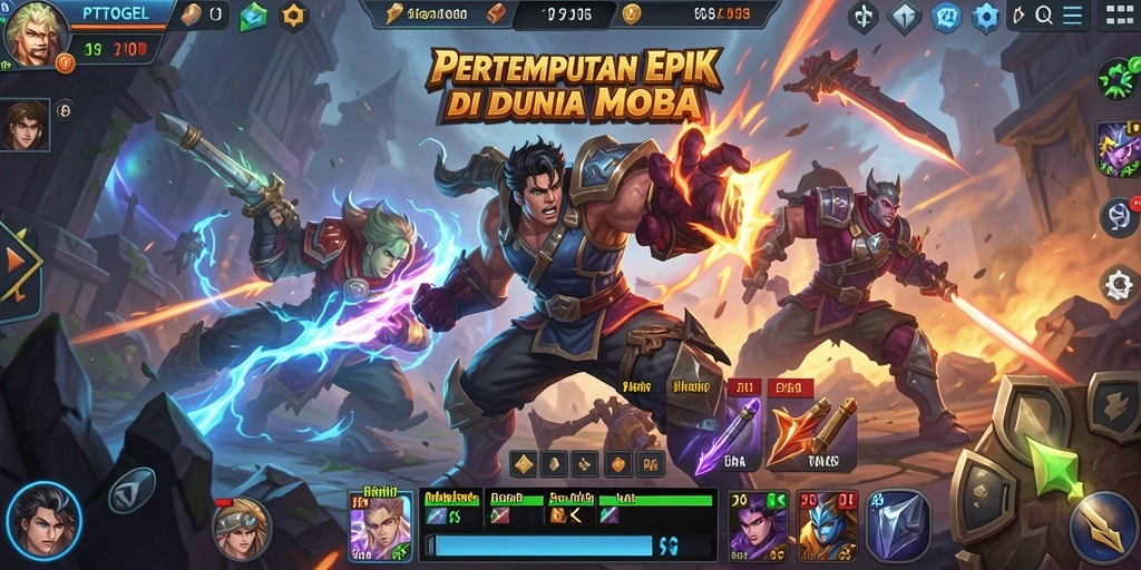 Tangkapan layar menampilkan aksi seru gameplay MOBA.