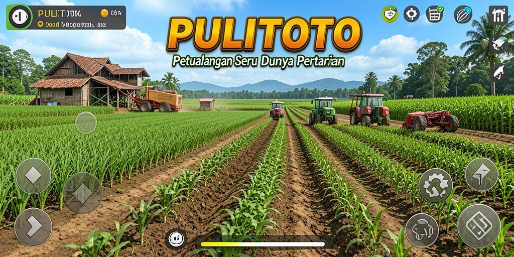 Tampilan gameplay seru di PULITOTO dengan aktivitas bertani.