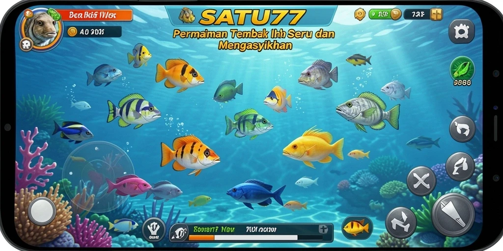 Tampilan gameplay Tembak Ikan yang seru di SATU77.
