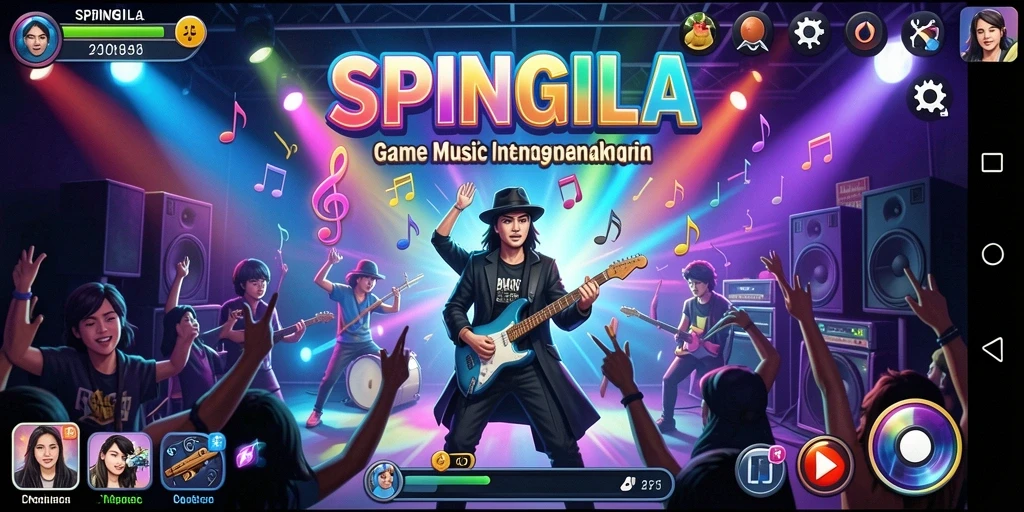 Tampilan screenshot yang menampilkan gameplay SPINGILA dengan interaksi musik yang menyenangkan.