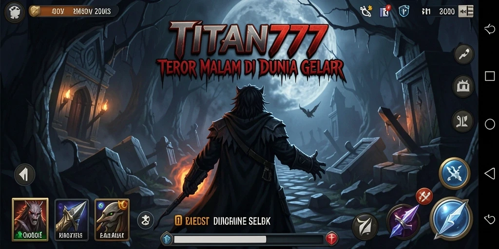 Tampilan mencekam gameplay TITAN777 saat menelusuri kegelapan.